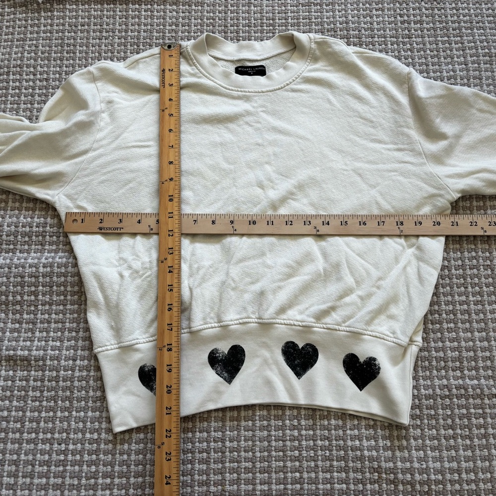 Michael Lauren Kamon Cropped Heart-Patterned Women's Sweatshirt Small Artsy - Picture 6 of 7